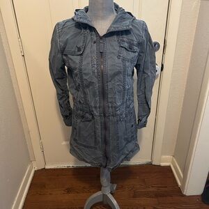 Kut from the Kloth Blue Medium Hooded Utility Jacket